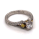 Platinum & 18K Yellow Gold Engagement Ring w/ Yellow Diamonds & White Diamonds